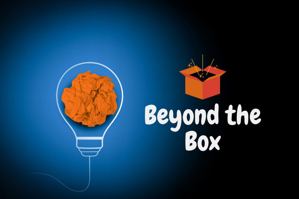 Blue and Orange Beyond the Box Logo